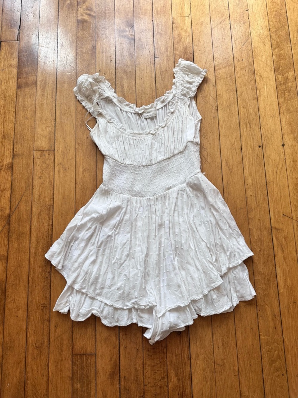Urban Outfitters White Ruffled Romper